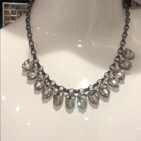 Clear Crystal Dark Rhodium With Open Links Chain - Picture 3 of 5